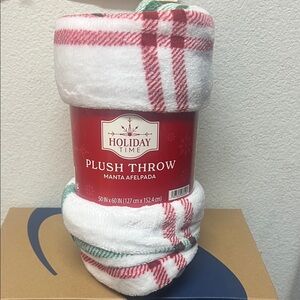 Holiday Time Plush Throw Blanket - Red and Green Checkered